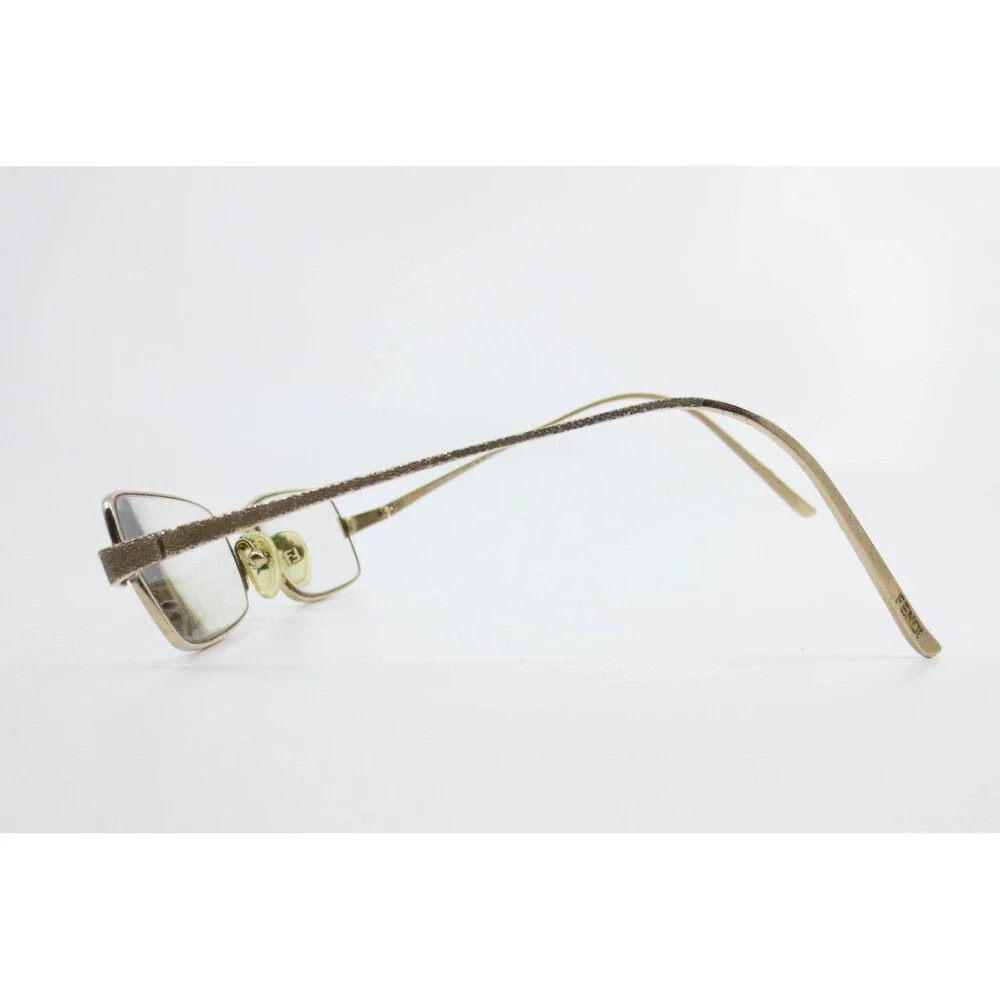 Fendi F648 714 Gold Metal Rectangular Eyeglass Frames Italy 51-18-135 Designer